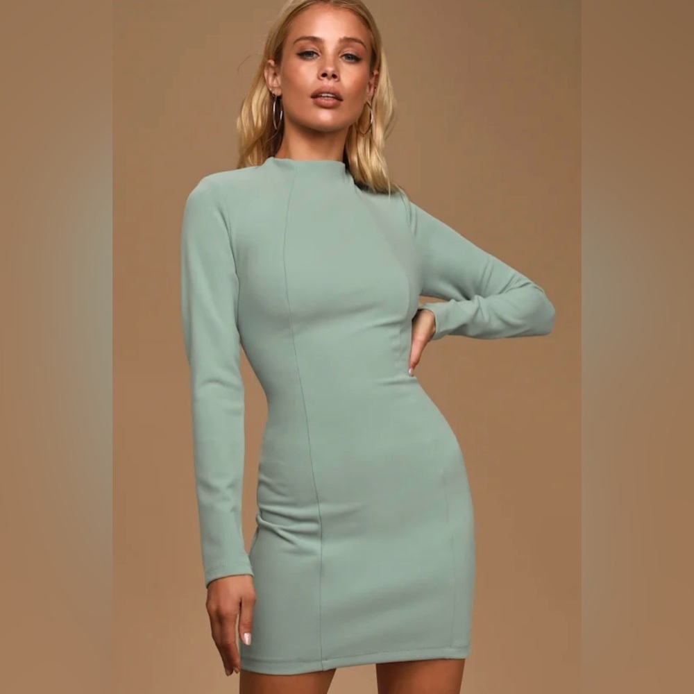 Lulus All That You Wish For Mock Neck Cutout Bodycon Dress Sz Medium NWT